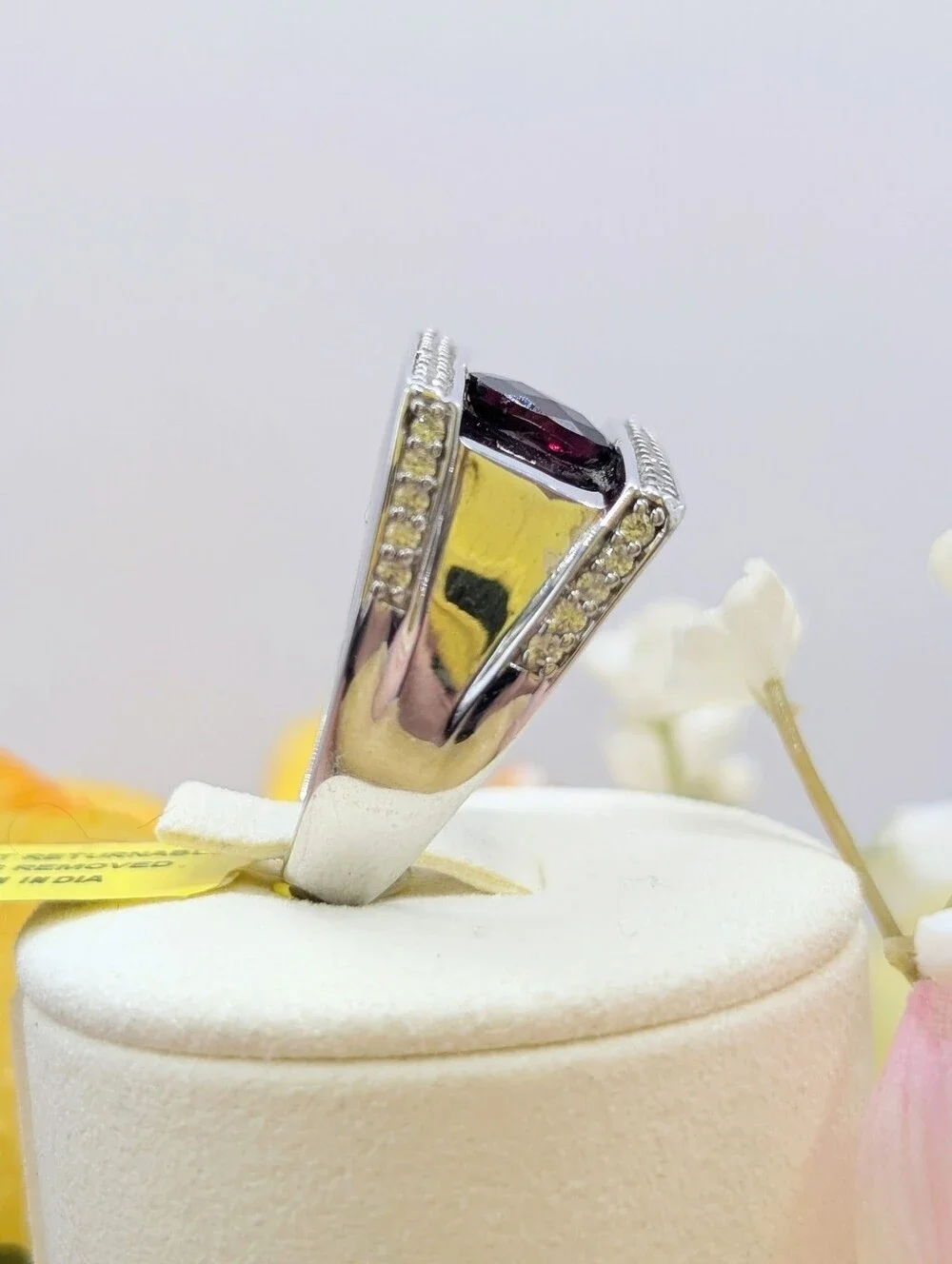Men's 2ctw Rhodolite Garnet & Cambodian Zircon 925 Silver Ring